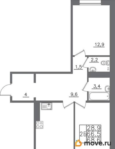 2-комн. квартира, 69 м&sup2;
