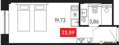 студия, 23.59 м&sup2;