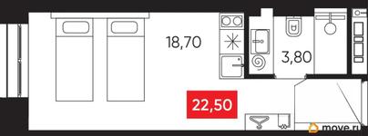 студия, 22.5 м&sup2;