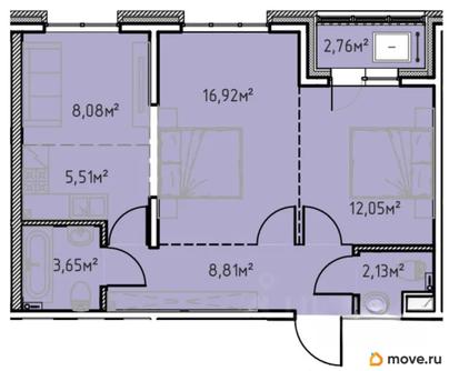 2-комн. квартира, 59.91 м&sup2;