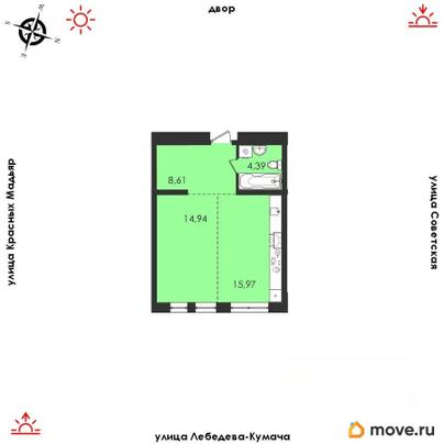 1-комн. квартира, 43.91 м&sup2;