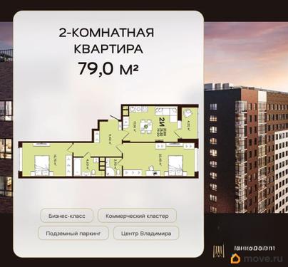 2-комн. квартира, 79 м&sup2;