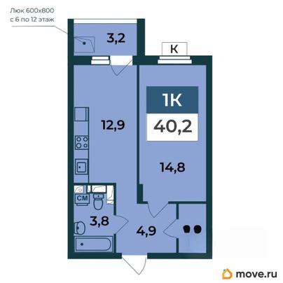 1-комн. квартира, 40.2 м&sup2;