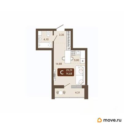 студия, 29.29 м&sup2;