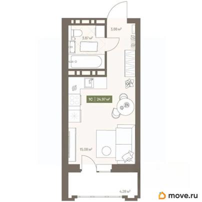 студия, 24.97 м&sup2;