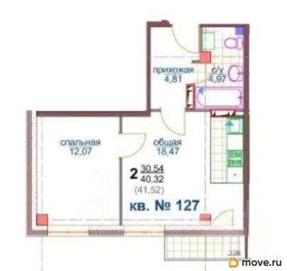 2-комн. квартира, 40.32 м&sup2;