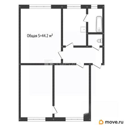 3-комн. квартира, 44.2 м&sup2;