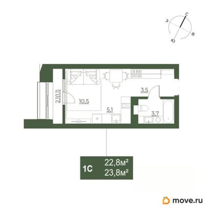 студия, 23.8 м&sup2;