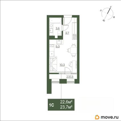 студия, 23.8 м&sup2;
