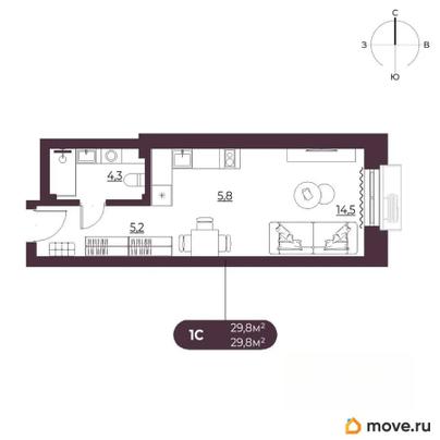 студия, 29.8 м&sup2;