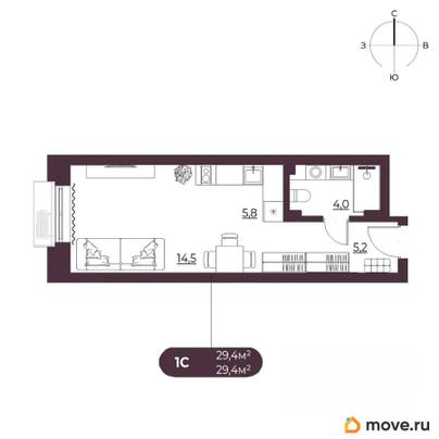студия, 29.4 м&sup2;