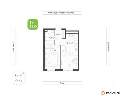 1-комн. квартира, 38 м&sup2;