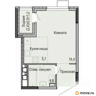 студия, 28.7 м&sup2;