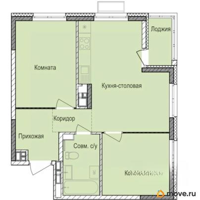 2-комн. квартира, 54.2 м&sup2;