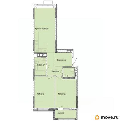 2-комн. квартира, 65.8 м&sup2;