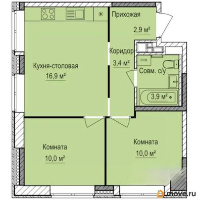 2-комн. квартира, 47.9 м&sup2;