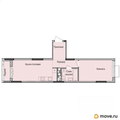 1-комн. квартира, 44.5 м&sup2;