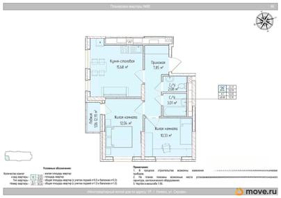 3-комн. квартира, 52.05 м&sup2;