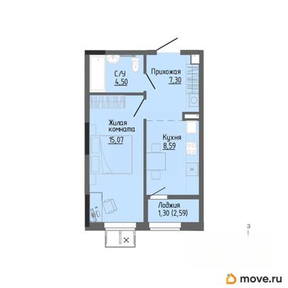 1-комн. квартира, 36.03 м&sup2;