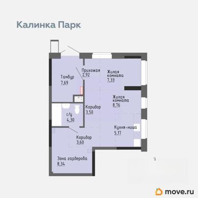 1-комн. квартира, 51.61 м&sup2;