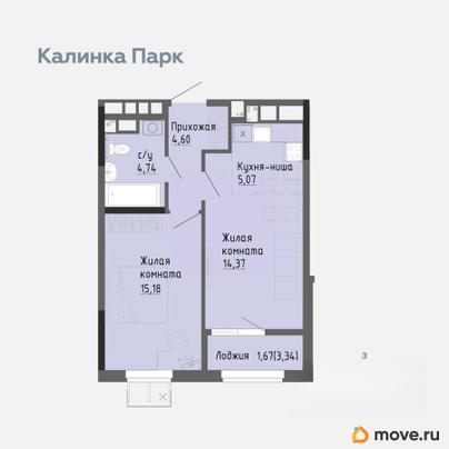 1-комн. квартира, 45.28 м&sup2;