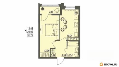 1-комн. квартира, 31.29 м&sup2;