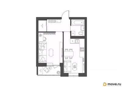 1-комн. квартира, 37.28 м&sup2;