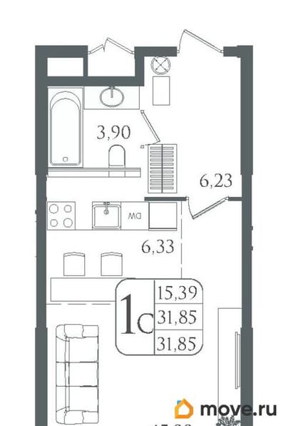 студия, 31.85 м&sup2;