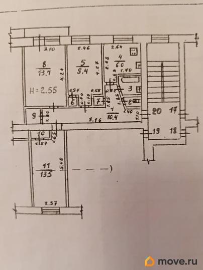 3-комн. квартира, 58.6 м&sup2;