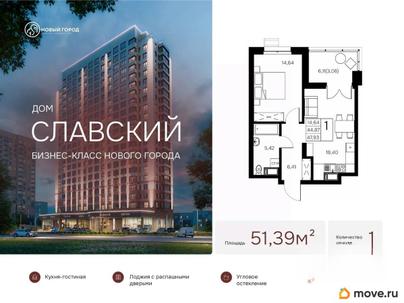 1-комн. квартира, 51.39 м&sup2;