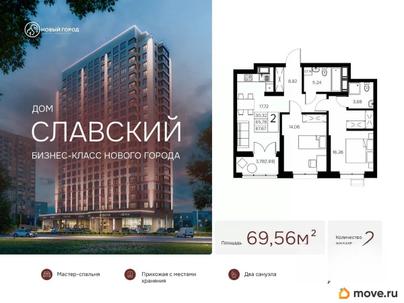 2-комн. квартира, 69.56 м&sup2;