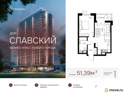 1-комн. квартира, 51.39 м&sup2;