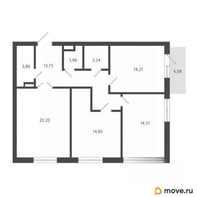 3-комн. квартира, 91.9 м&sup2;