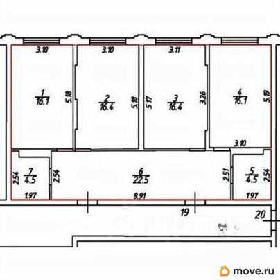 3-комн. квартира, 96.5 м&sup2;
