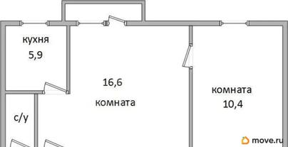 2-комн. квартира, 43.2 м&sup2;