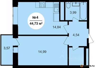 1-комн. квартира, 44.73 м&sup2;