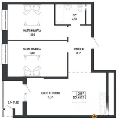 2-комн. квартира, 68.71 м&sup2;