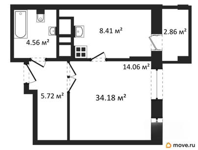 1-комн. квартира, 34.18 м&sup2;
