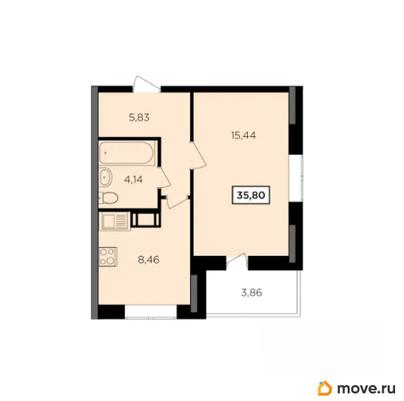 1-комн. квартира, 35.8 м&sup2;