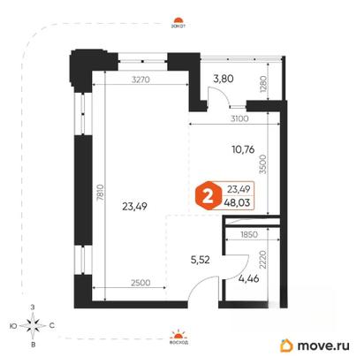 2-комн. квартира, 47.9 м&sup2;