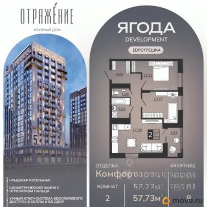2-комн. квартира, 57.73 м&sup2;
