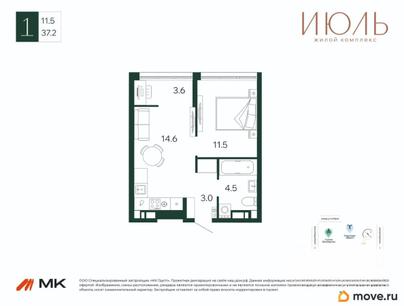 1-комн. квартира, 37.2 м&sup2;