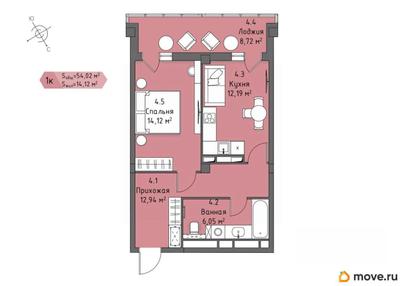 1-комн. квартира, 49.66 м&sup2;