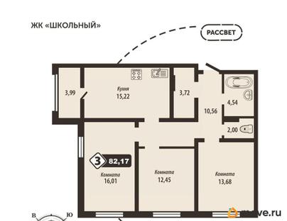 3-комн. квартира, 82.17 м&sup2;
