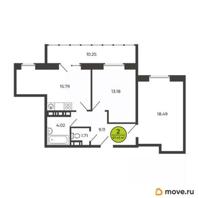 2-комн. квартира, 67.4 м&sup2;