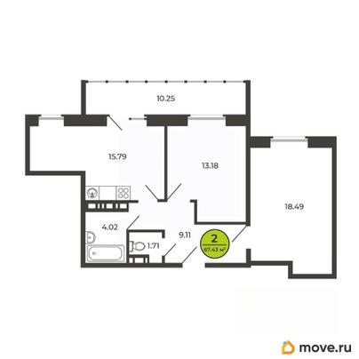 2-комн. квартира, 67.5 м&sup2;