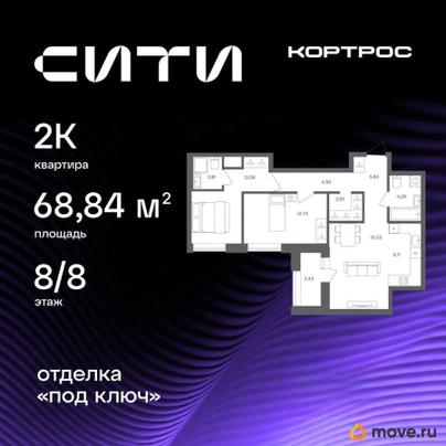 2-комн. квартира, 68.84 м&sup2;