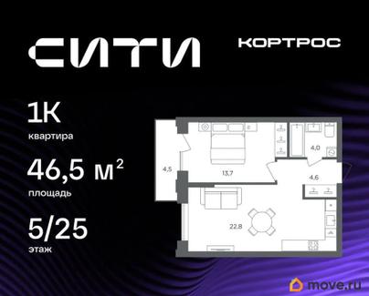 1-комн. квартира, 46.5 м&sup2;