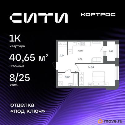 1-комн. квартира, 40.65 м&sup2;