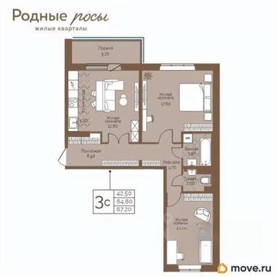 3-комн. квартира, 67.2 м&sup2;